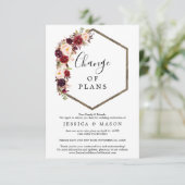 Boho Burgundy Wedding Postponed Notice Kaart (Staand voorkant)