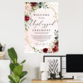 Boho burgundy welkom ceremoniebord zonder stopcont poster (Thuiskantoor)