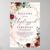 Boho burgundy welkom ceremoniebord zonder stopcont poster (Voorkant)