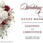 Boho burgundy white gold roses wedding guest book gastenboek