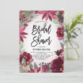 Boho Burgundy Winter Floral Lijst Vrijgezellenfees Kaart (Staand voorkant)