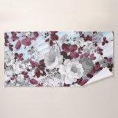 Boho burgundy witte pastelpastelpatroon badhanddoek (Badhanddoek)