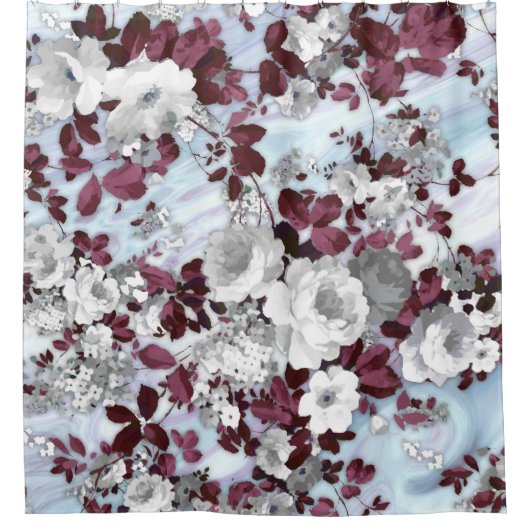 Boho burgundy witte pastelpastelpatroon douchegordijn (Voorkant)