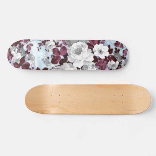 Boho burgundy witte pastelpastelpatroon persoonlijk skateboard (Horizontaal)