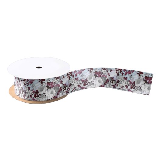Boho burgundy witte pastelpastelpatroon satijnen lint (Spoel)