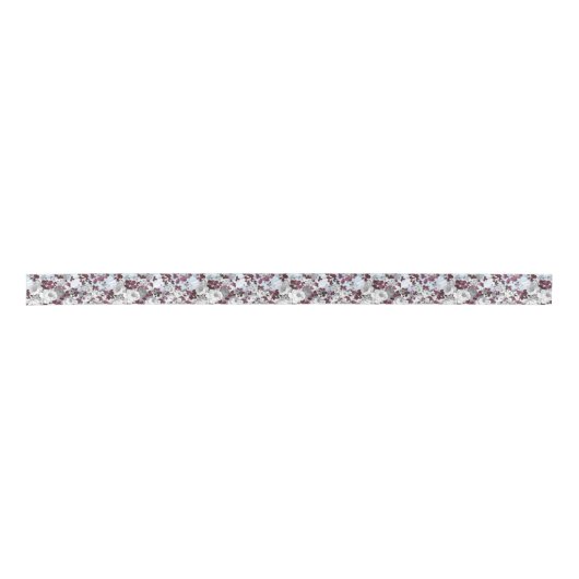 Boho burgundy witte pastelpastelpatroon satijnen lint (Voorkant)