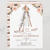 Boho Burn Sinaasappel Floral Teepee Girl First Bir Kaart (Voorkant / Achterkant)