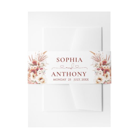 Boho Burnt Number Bloemenbruiloft Uitnodigingen Wikkel (Voorkant Voorbeeld)