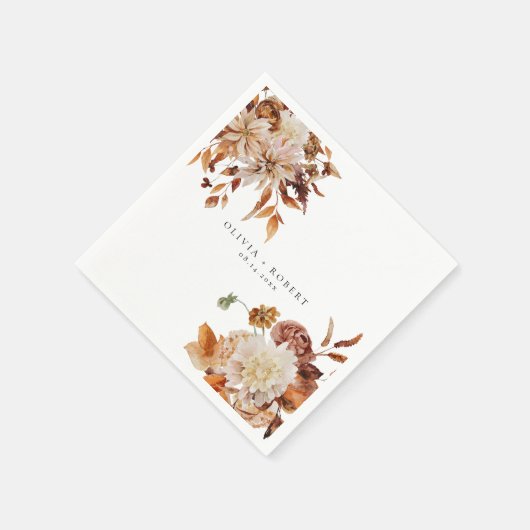 Boho Burnt Orange Fall Engagement Party Napkins Servet (Hoek)