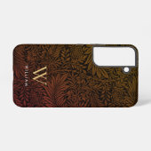 Boho Burnt Orange Floral Gold Monogram Name Samsung Galaxy Hoesje (Achterkant horizontaal)