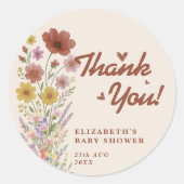 Boho Burnt Orange | Wilde Bloem Ronde Sticker (Voorkant)