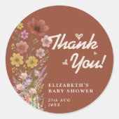 Boho Burnt Orange | Wilde Bloem Ronde Sticker (Voorkant)