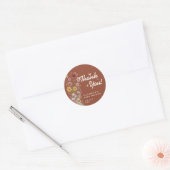 Boho Burnt Orange | Wilde Bloem Ronde Sticker (Envelop)
