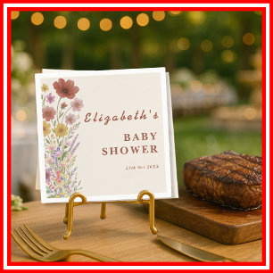 Boho Burnt Orange Wilde Bloemen Baby Shower Servet