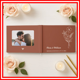 Boho Burnt Orange Wildflower Trouwgastenboek Gastenboek