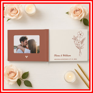 Boho Burnt Orange   Wildflower Trouwgastenboek Gastenboek