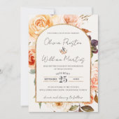 Boho Burnt Oranje Floral Arch QR Code RSVP Weddens Kaart (Voorkant)