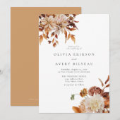 Boho Burnt Oranje najaar Herfst Floral Wedding Inv Kaart (Voorkant / Achterkant)