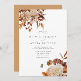 Boho Burnt Oranje najaar Herfst Floral Wedding Inv Kaart