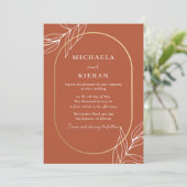 Boho Burnt Rust Modern Wedding Kaart (Staand voorkant)