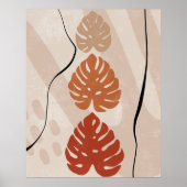 Boho Burnt Sinaasappel Beige Monstera Wall Art Poster (Voorkant)