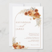 Boho Burnt Sinaasappel Bloemenboog Bruiloft Kaart (Voorkant)