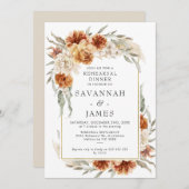 Boho Burnt Sinaasappel Bloemenrepetitie Diner Kaart (Voorkant / Achterkant)