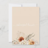 Boho Burnt Sinaasappel Floral Bouquet repesal Dinn Kaart (Achterkant)