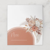 Boho Burnt Sinaasappel Floral & Pampas Grass Weddi Plaatskaartje (Buitenkant ongevouwen)