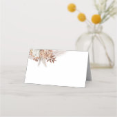 Boho Burnt Sinaasappel Floral & Pampas Grass Weddi Plaatskaartje (Achterkant)