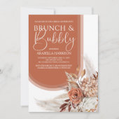 Boho Burnt Sinaasappel Floral & Pampas Vrijgezelle Kaart (Voorkant)