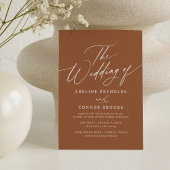 Boho Burnt Sinaasappel Kalligrafie van Bruiloft Kaart