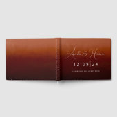 Boho Burnt Sinaasappel Ombre Modern Wedding Gasten Gastenboek (Volledig)