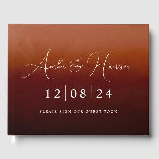 Boho Burnt Sinaasappel Ombre Modern Wedding Gasten Gastenboek