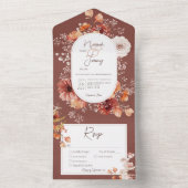 Boho Burnt Sinaasappel Rust Herfst Bloemen 3 Diner All In One Uitnodiging (Binnen)