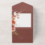 Boho Burnt Sinaasappel Rust Herfst Floral Dinner All In One Uitnodiging (Buitenkant)