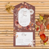 Boho Burnt Sinaasappel Rust Herfst Floral Dinner All In One Uitnodiging