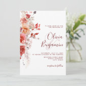 Boho Burnt Sinaasappel Rust Red Floral Pampas Wedd Kaart (Staand voorkant)