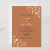 Boho Burnt Sinaasappel Wedding Invitation Kaart (Voorkant)