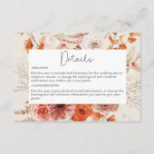 Boho Burnt Sinaasappels Herfst Bloemen Beige Detai Informatiekaartje (Voorkant)
