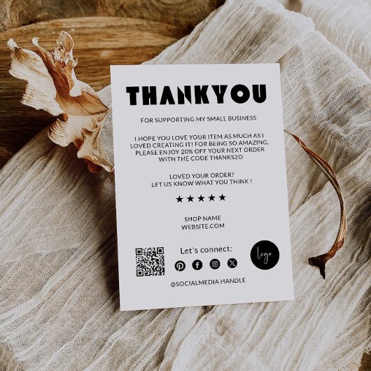 Boho Business Package Insert-Kaart Bedankkaart