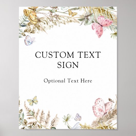 Boho Butterflies Aangepast tekstopteken Poster (Voorkant)