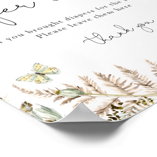 Boho Butterflies Babies Diaper Raffle Sign Poster (Hoek)