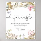 Boho Butterflies Babies Diaper Raffle Sign Poster (Voorkant)