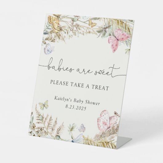 Boho Butterflies Baby's zijn lief Neem een Trein Reclamebord Met Voetstuk (Voorkant)