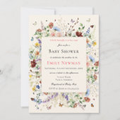 Boho Butterflies en Wildbloemen Baby shower Kaart (Voorkant)