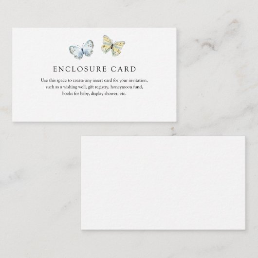 Boho Butterflies Enclosure Card Informatiekaartje (Voorkant / Achterkant)