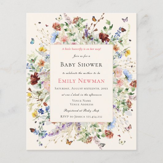 Boho Butterflies & Floral Budget Baby shower (Voorkant)