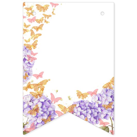 Boho Butterflies Hydrangeas Rustic Vrijgezellenfee Vlaggetjes (Eerste vlag)