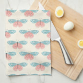 Boho Butterflies op lichtgele achtergrond Theedoek (Quarter Fold)